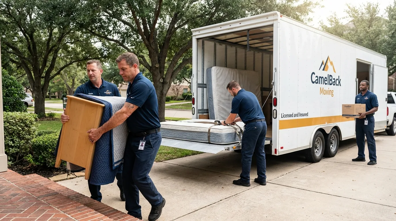 Crew loading residential truck for cross-state move from Glen Rock, NJ