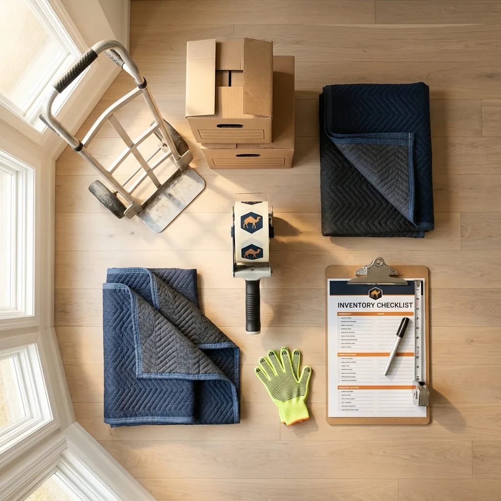 Professional moving supplies and packing materials layout for Glen Rock residential relocations